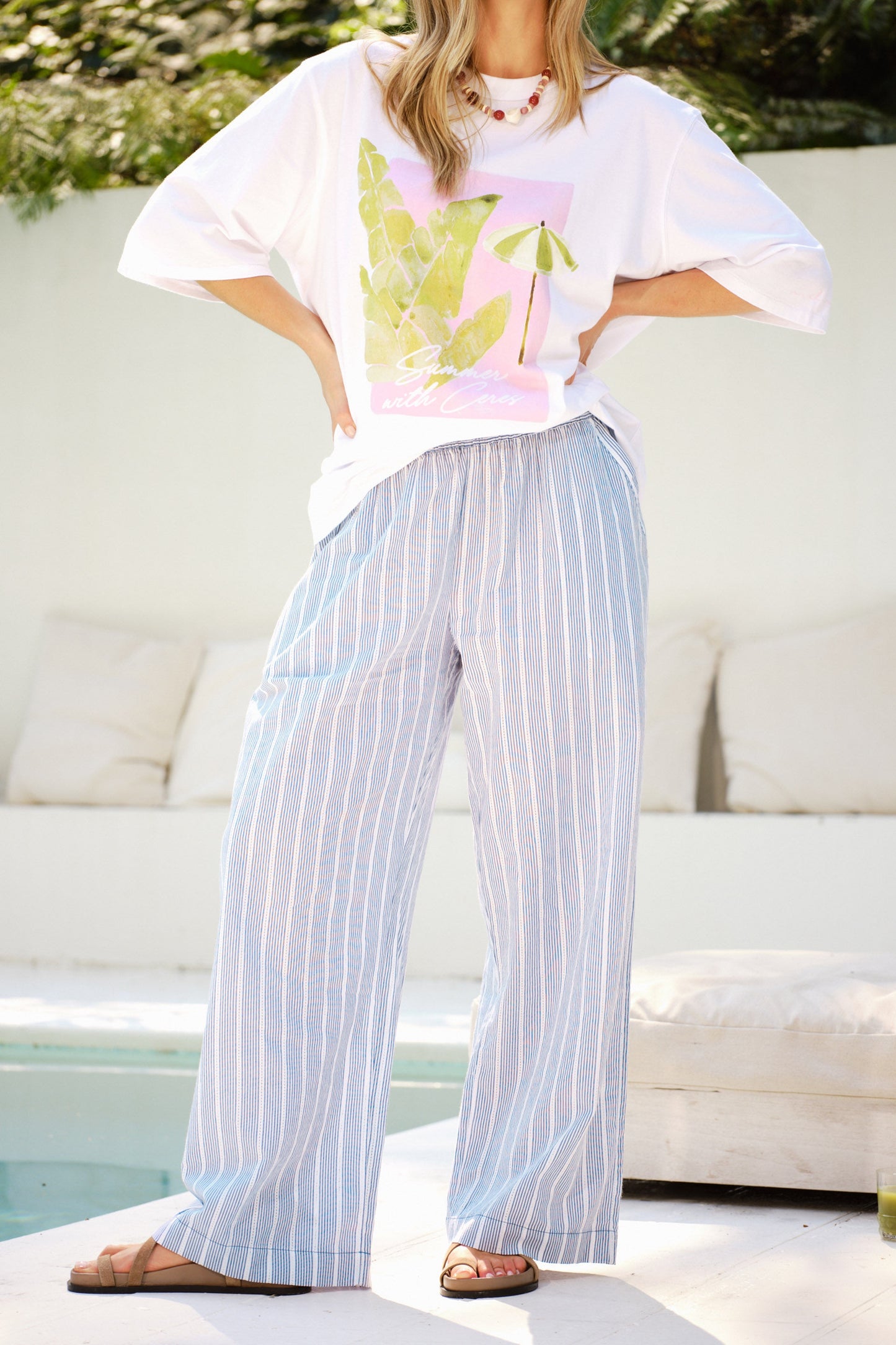 THE LOUNGE PANT/COLLEGE BLUE LADDER STRIPE
