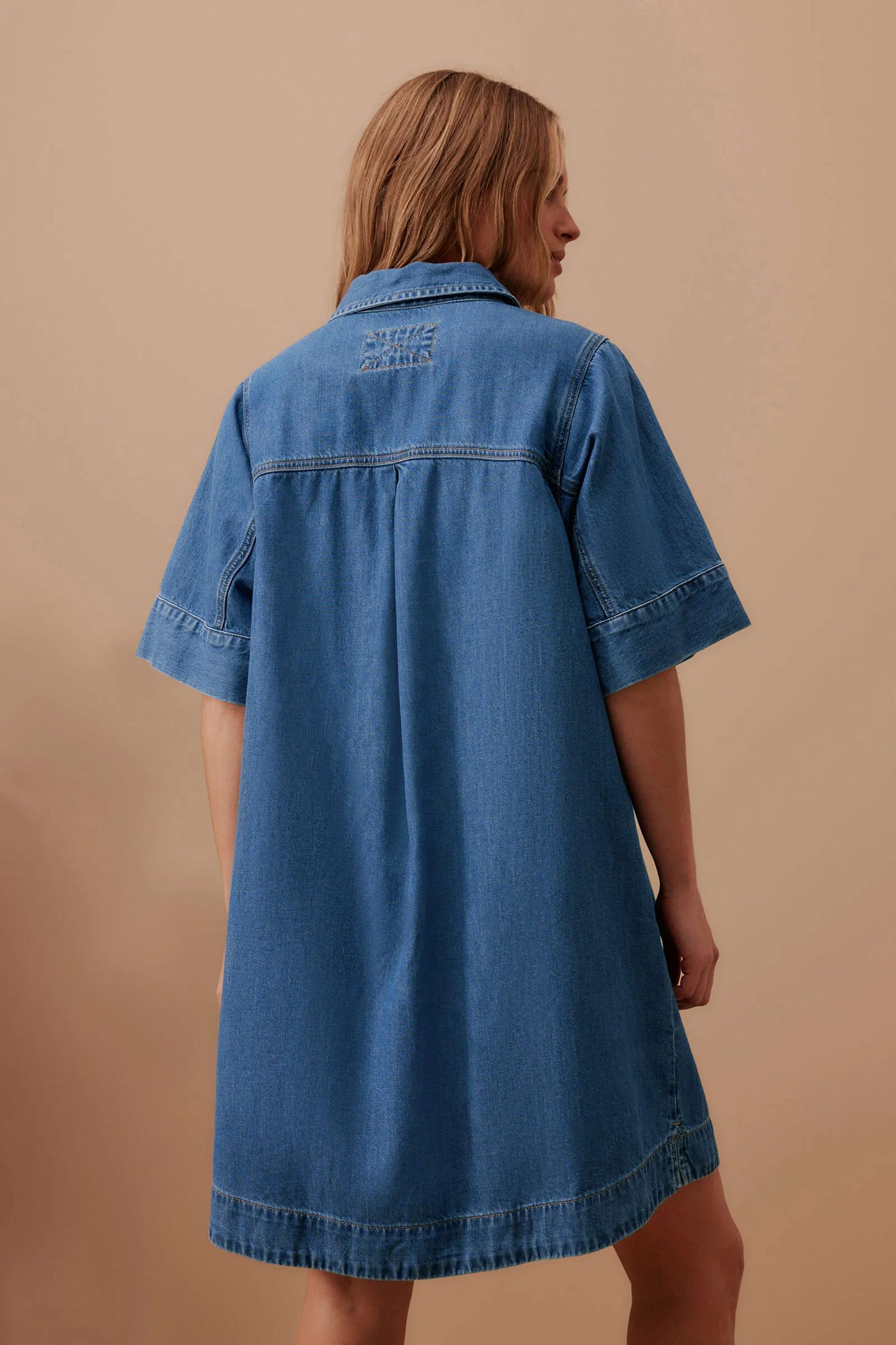 AVA SHORT SLEEVE MINI DRESS FRESH INDIGO