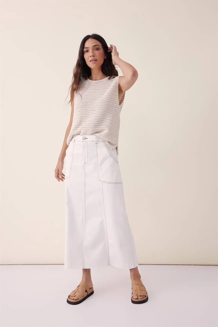 MARGOT MESH KNIT TANK/ECRU