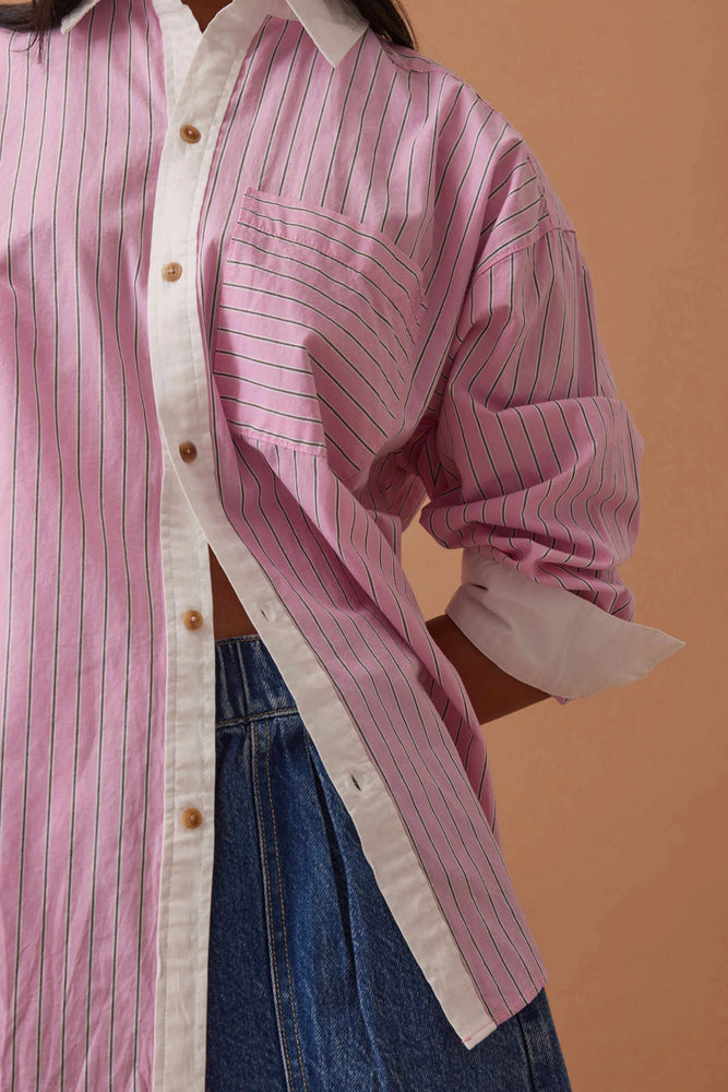 
                  
                    PETA OVERSIZED SHIRT- HIBISCUS PINK TRIPLE STRIPE WHITE COLLAR
                  
                
