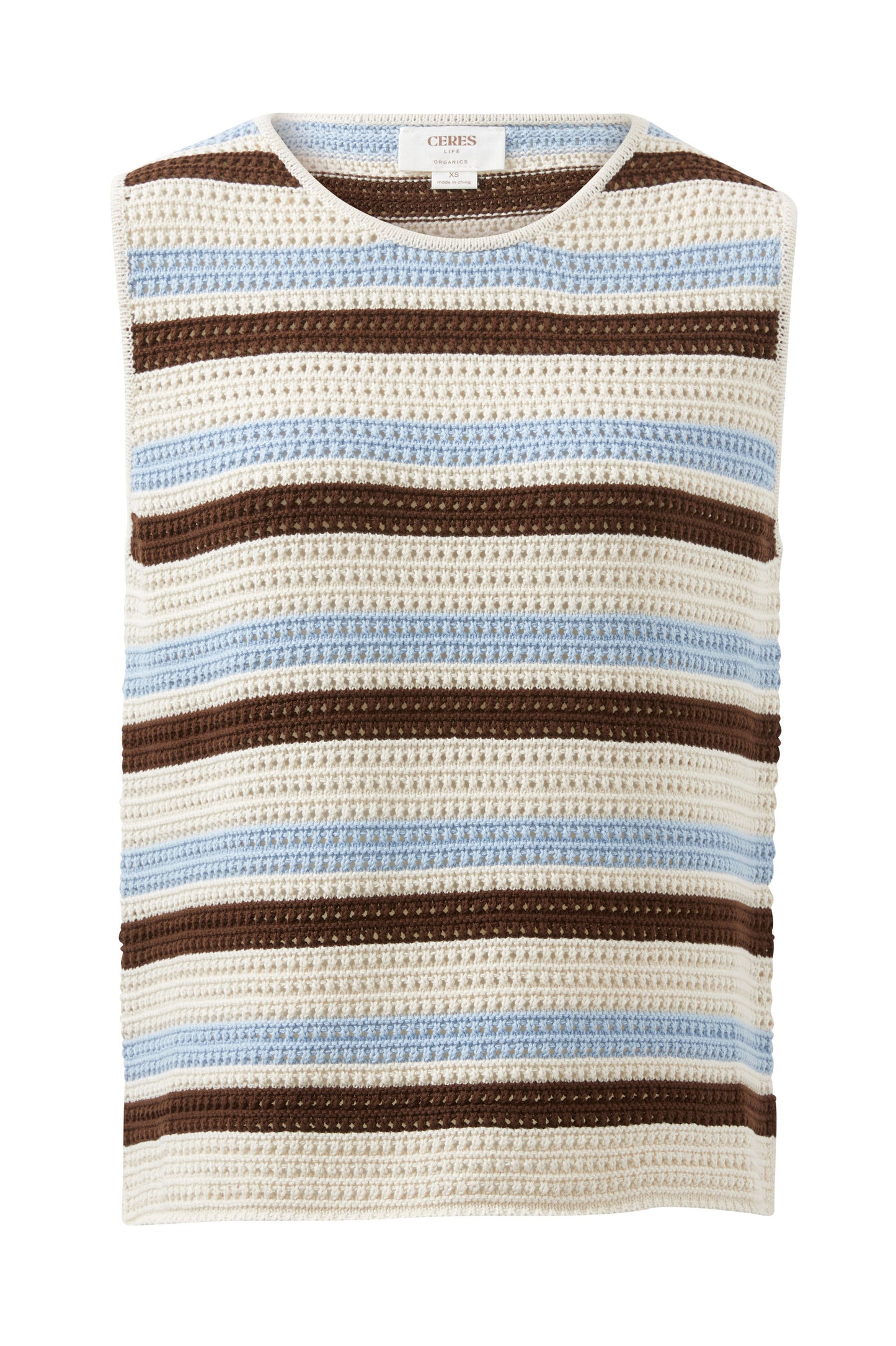 
                  
                    Margot Mesh Knit Tank- Ecru /Chalk Choc Stripe
                  
                