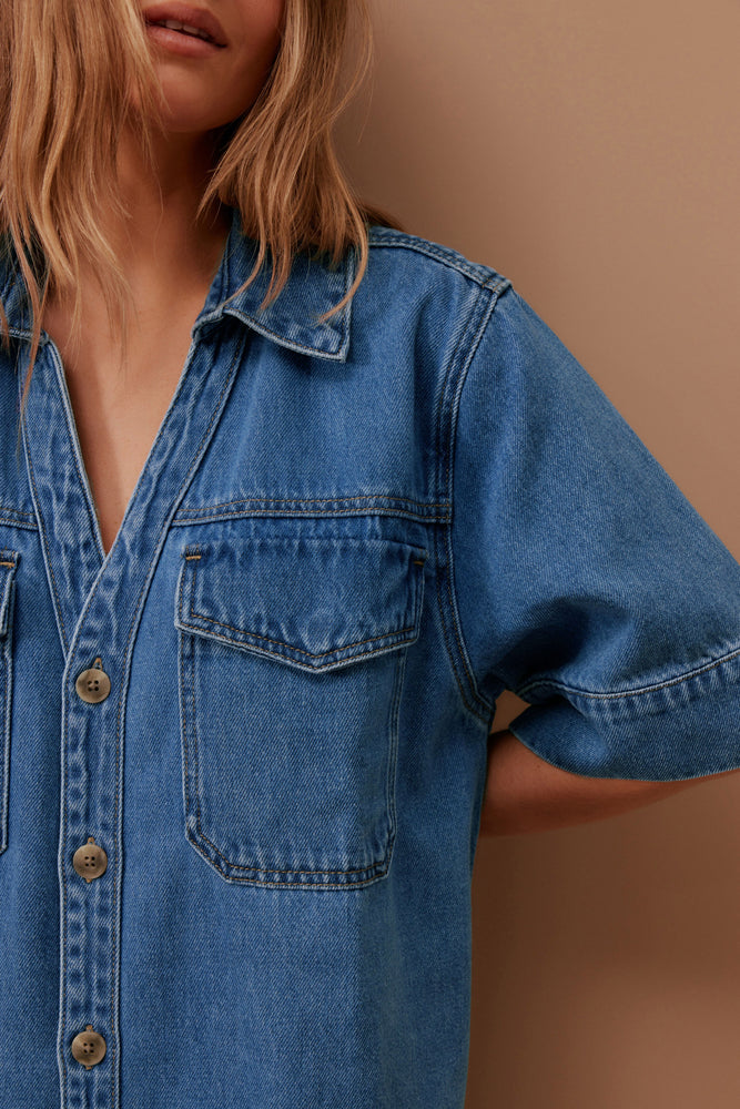 
                  
                    Sammy Relaxed Shirt Dress- Fresh Indigo
                  
                