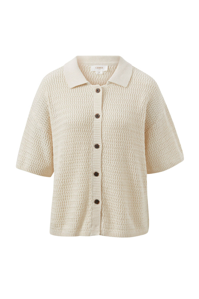 
                  
                    BOXY BUTTON THROUGH KNIT/ECRU
                  
                