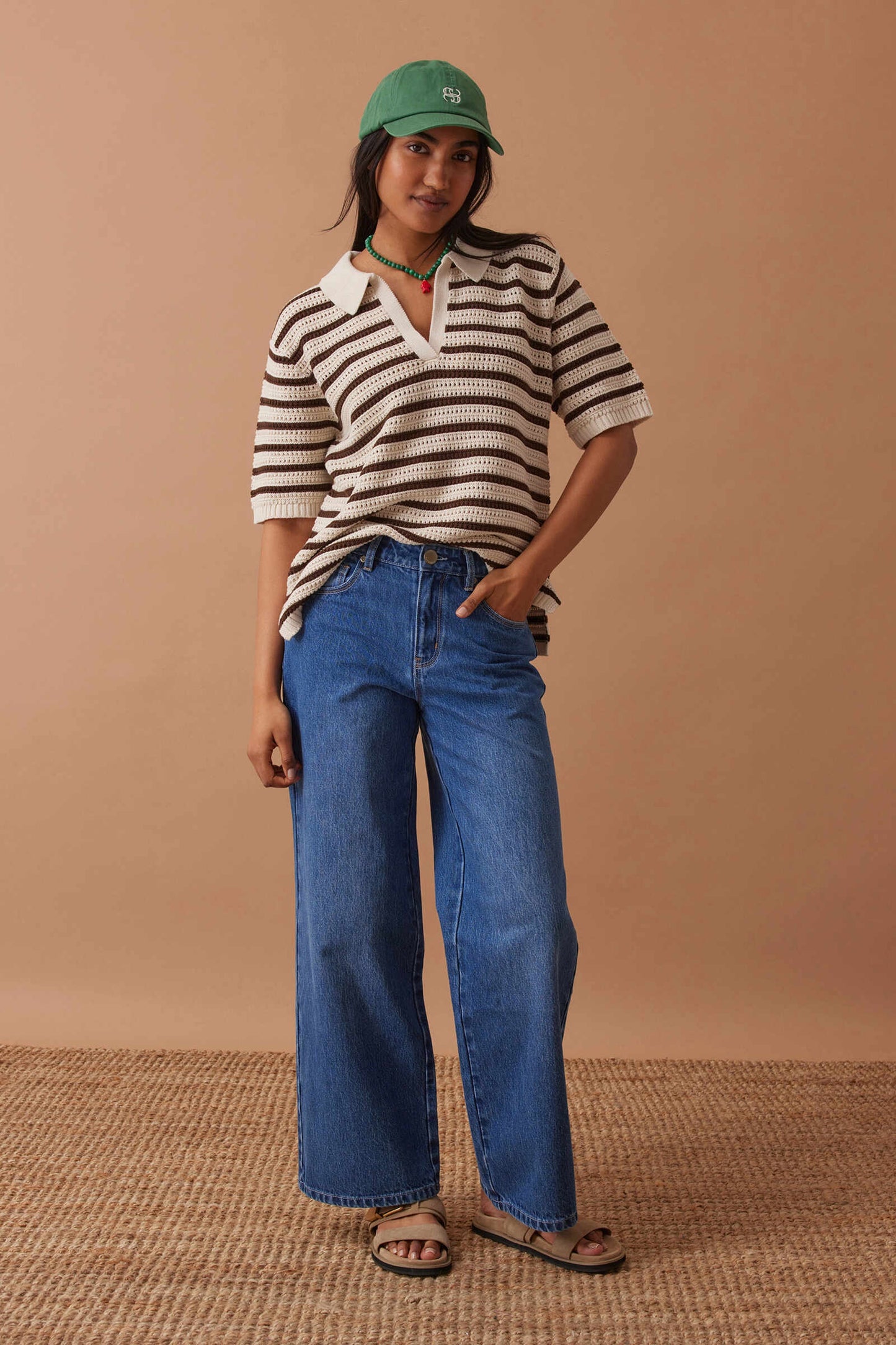 
                  
                    MOLLY TEXTURED STRIPE SHORT SLEEVE KNIT TUNIC/CHOC STRIPE
                  
                