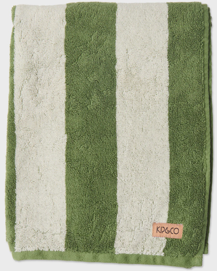 Moss Stripe Terry Bath Sheet / Beach Towel