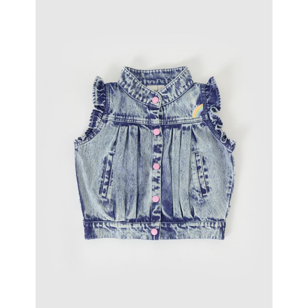 ELODIE EMBROIDERED DENIM VEST