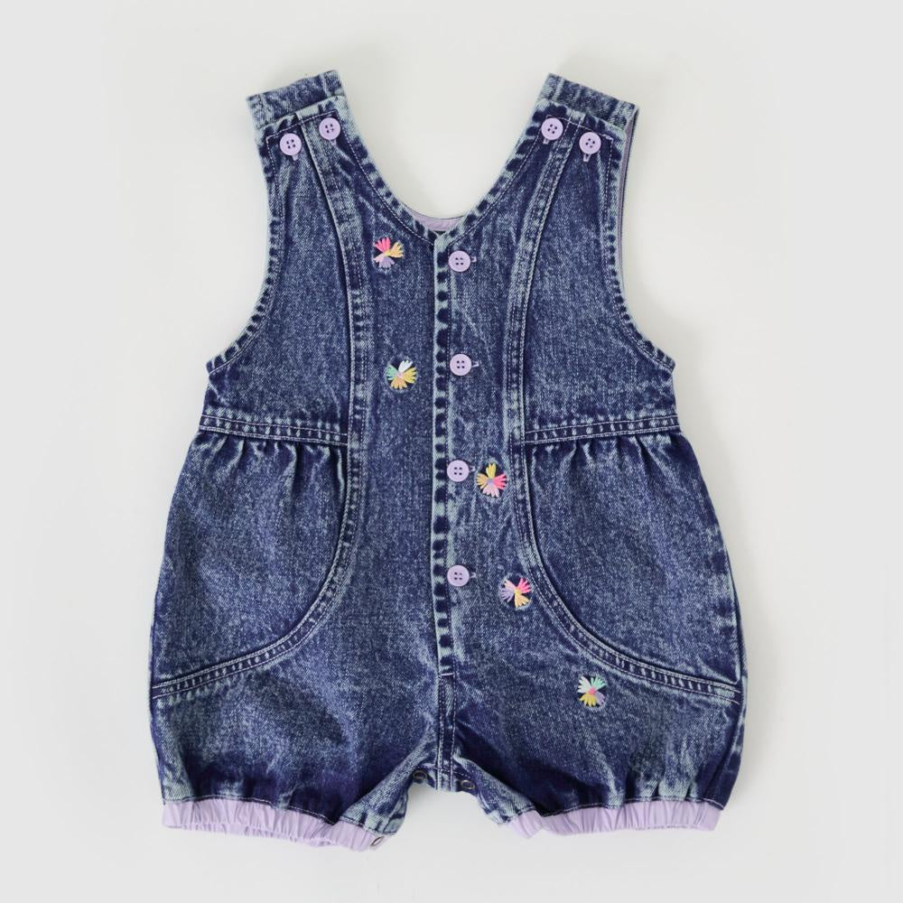 NINA PASTEL PETALS DENIM ROMPER