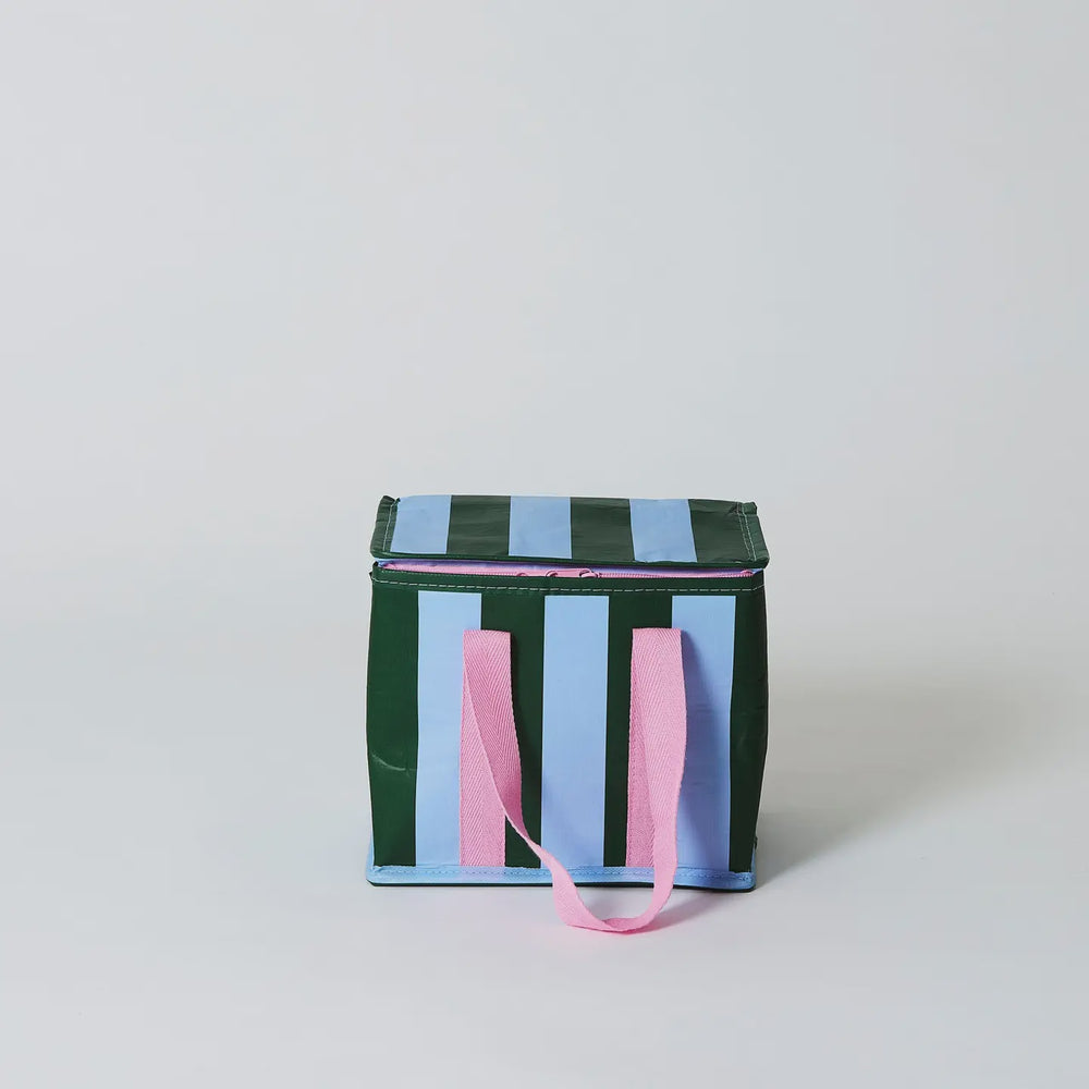 Green Blue Stripe Mini Insulated Tote