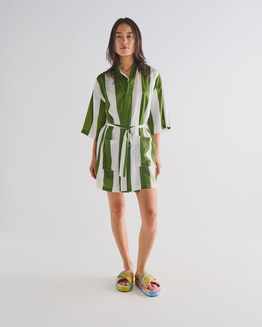 Moss Stripe Eco Satin Robe