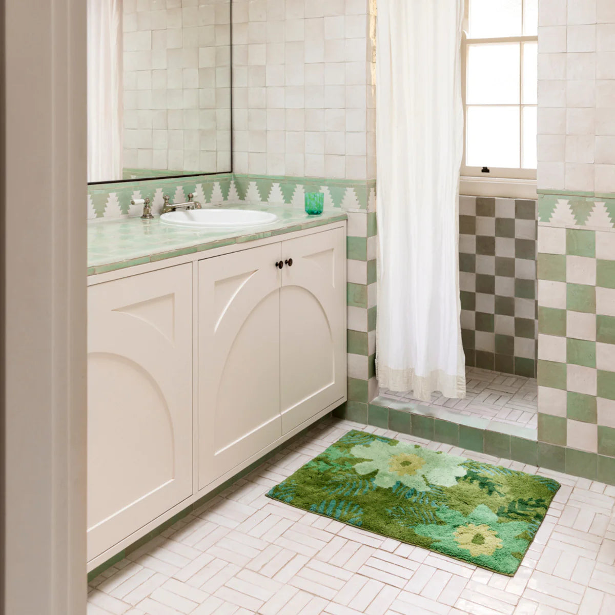 
                  
                    Bonnie & Neil Sunset Floral Green Bathmat
                  
                