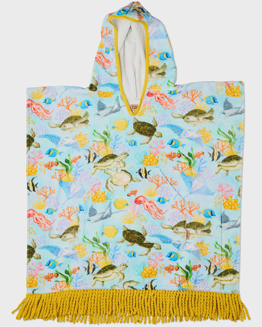 Reef Life Printed Kids Terry Poncho