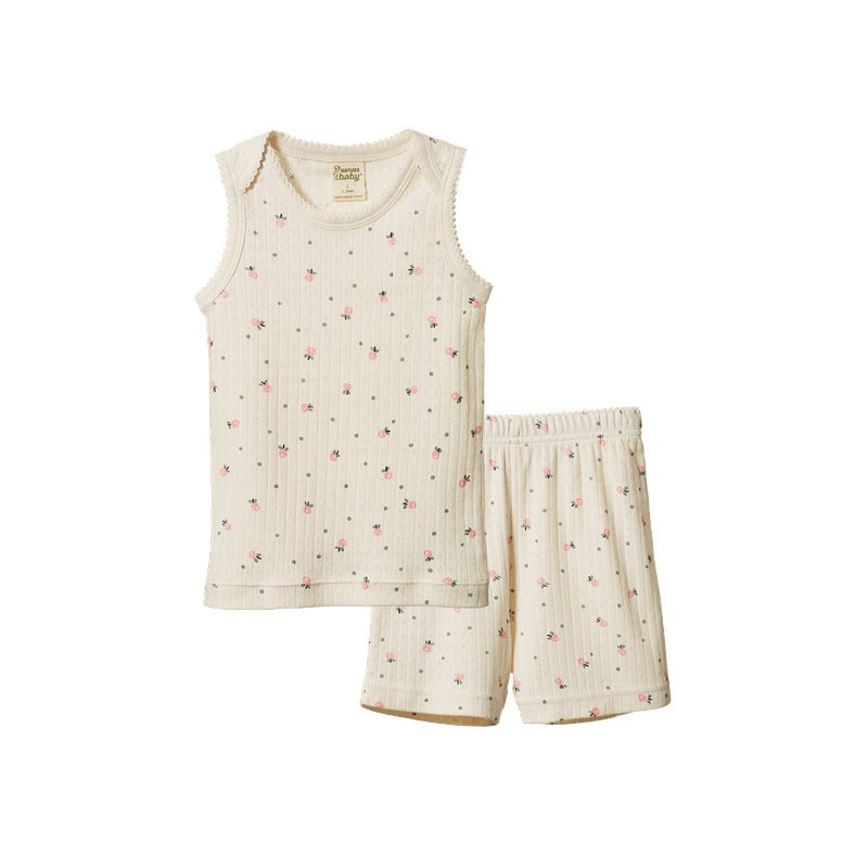 SINGLET PYJAMA SET POINTELLE- Posey Blossom Print