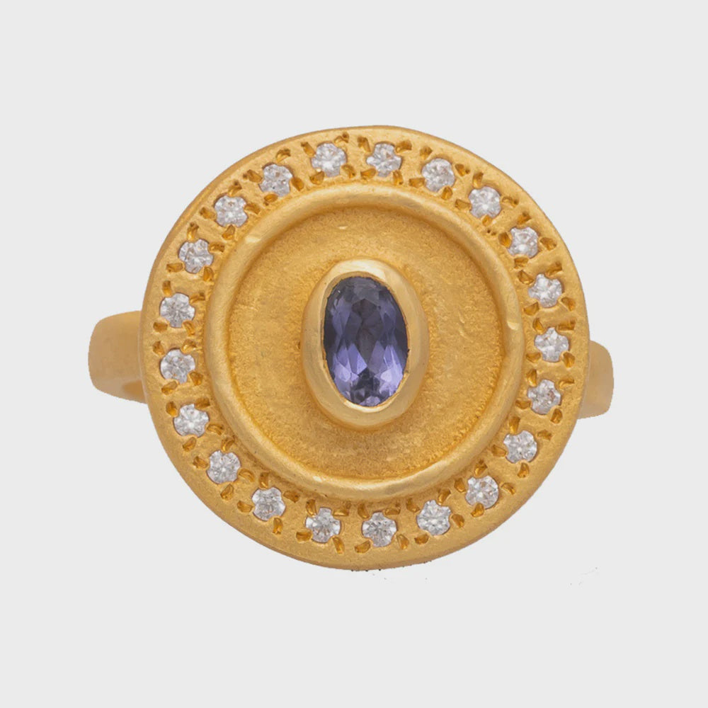 Pushkar Ring Iolite & Cubic Zirconia
