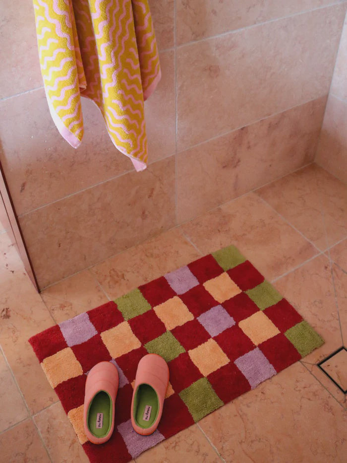 Winter Checkers Bath Mat