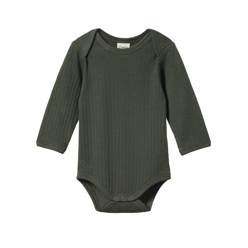 LONG SLEEVE BODYSUIT POINTELLE- Thyme Pointelle