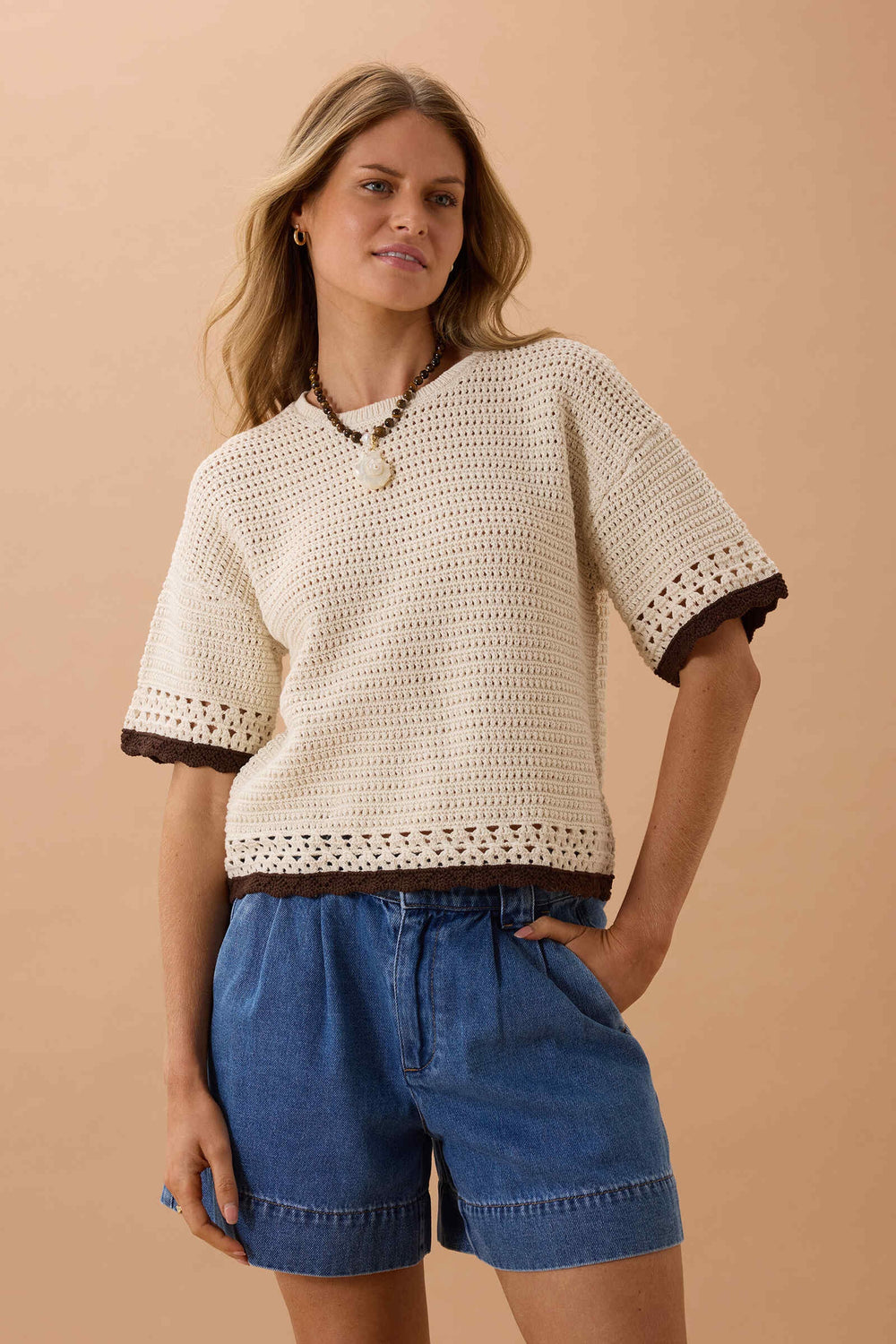 Blair Knit Tee- Ecru