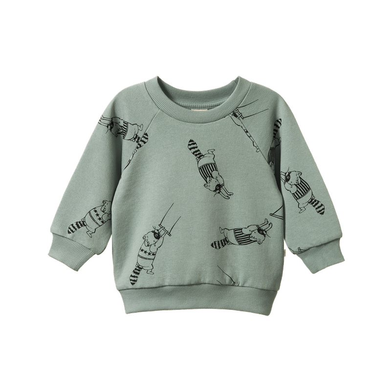 EMERSON SWEATER- Raccoon Rhapsody Print