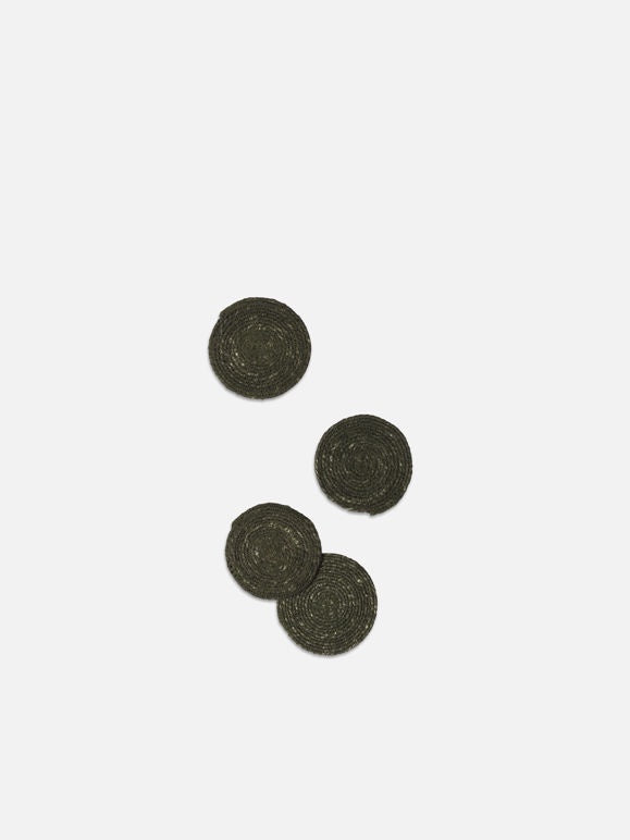 Woven Coaster S/4 Olive 10cmdia