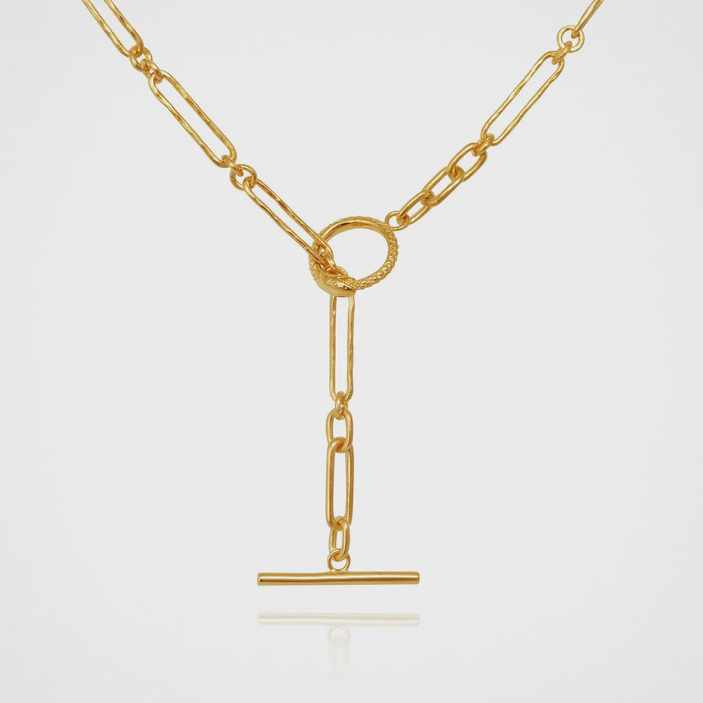 Serpent Fob Chain Necklace Gold Vermeil