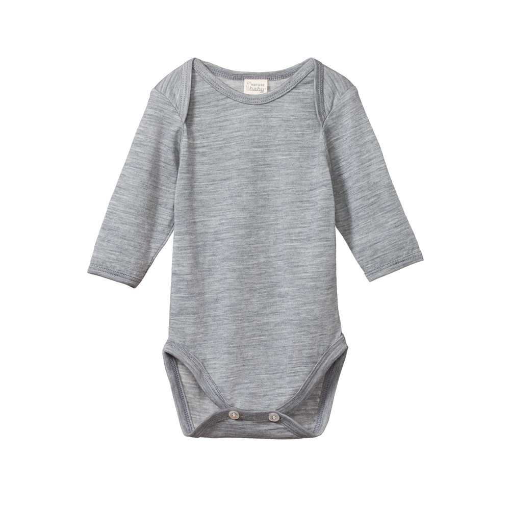 Merino Long Sleeve Bodysuit- Grey Marl