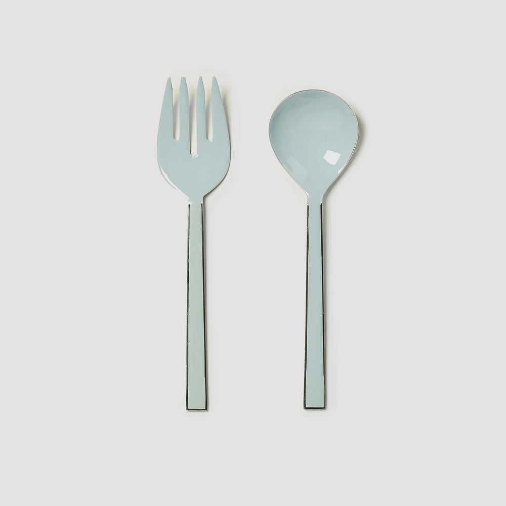 Enamel Powder Blue Salad Servers (Set of 2)