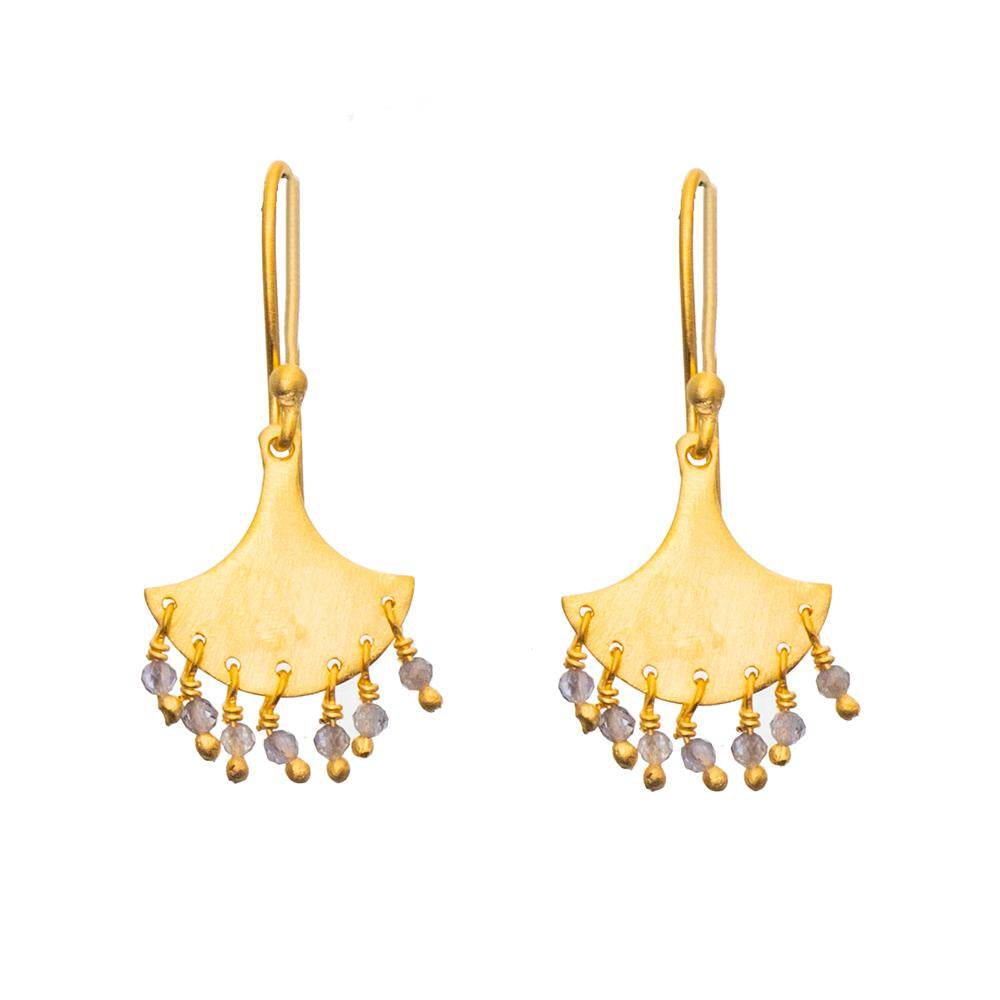 Gold Plate Iolite Splash Earrings
