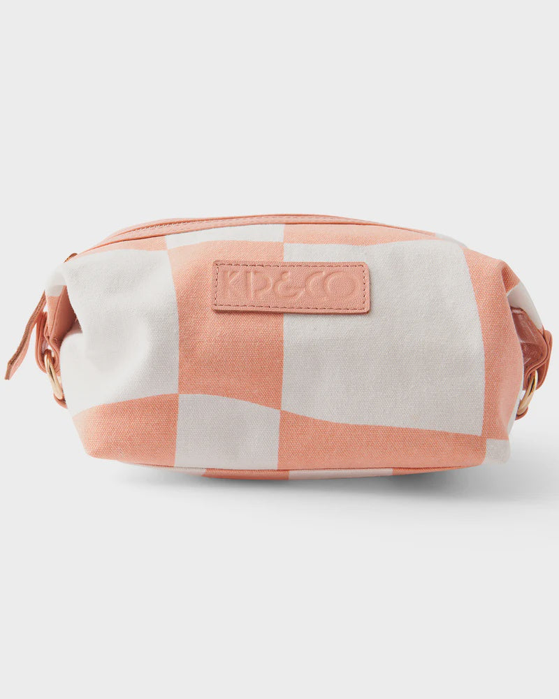 Checkerboard Pink and White Toiletry Bag