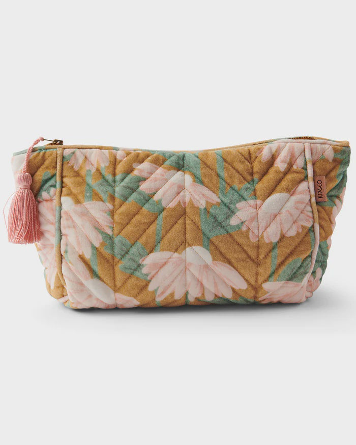 Daisy Bunch Mustard Velvet Toiletry Bag