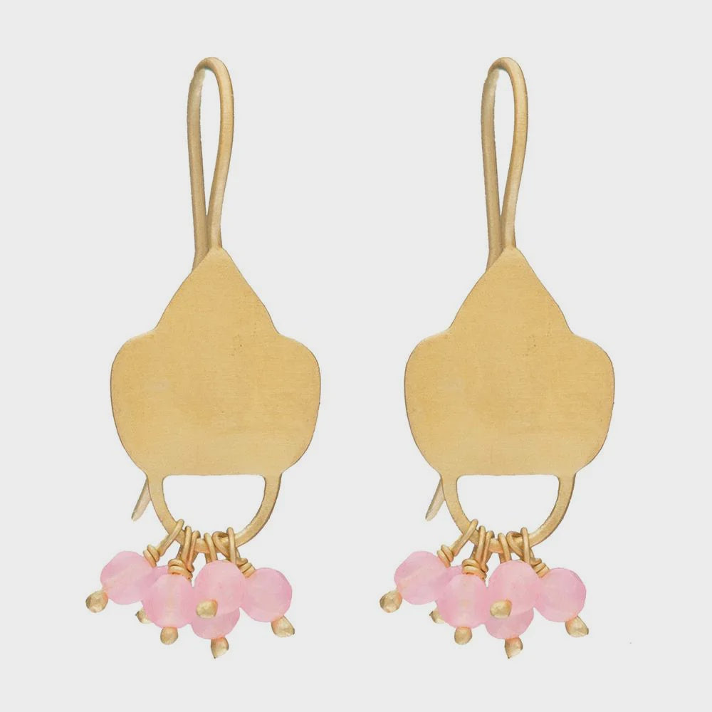 Pink Chalcedony Shield Earrings