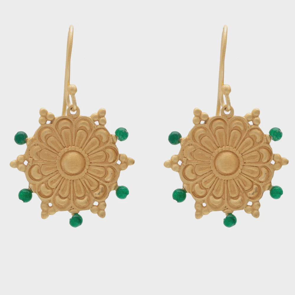 Berber Earrings with fixed Green Aventurine Beads