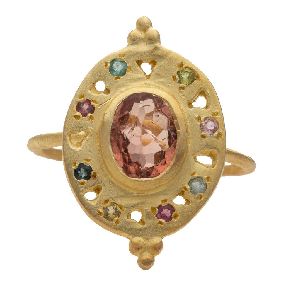 Faceted Pink Tourmaline & Multi Tourmaline Ring