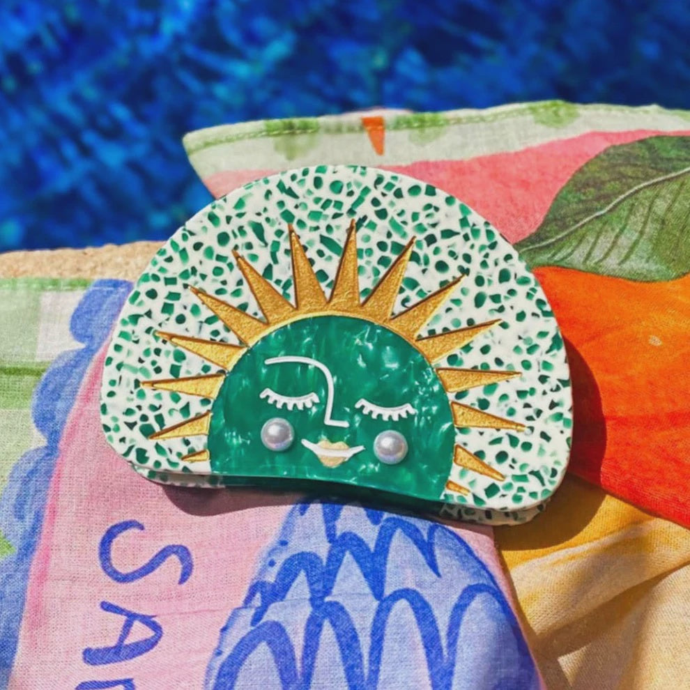 Green Sun Hair Clip