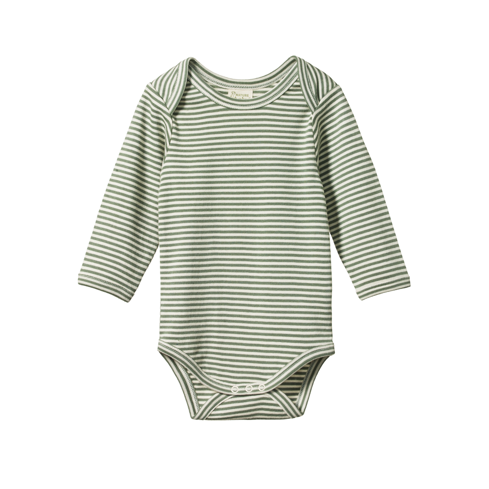 Long Sleeve Bodysuit- Nettle Stripe