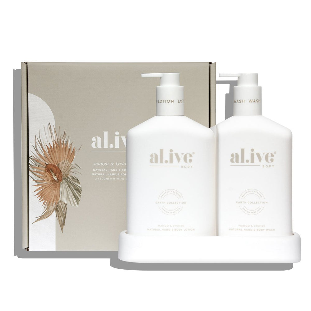 al.ive body Wash & Lotion Duo + Tray- Mango & Lychee